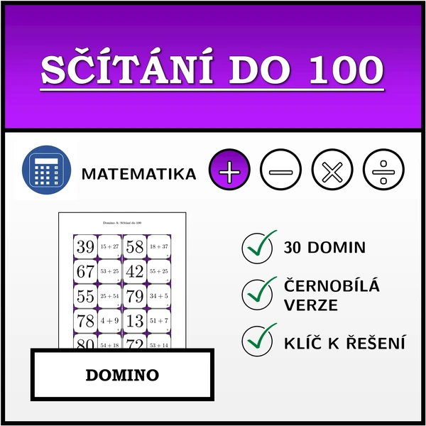 Domino - Sčítání do 100 | matematika