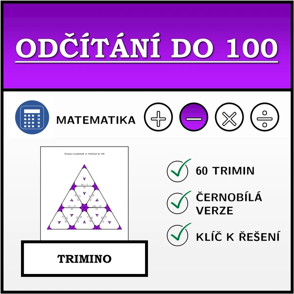 Trimino - Odčítání do 100 | matematika