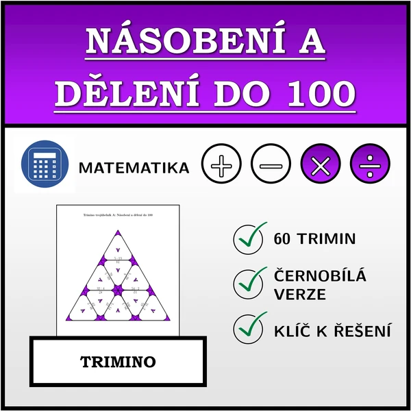 Trimino - Násobení a dělení do 100 | matematika