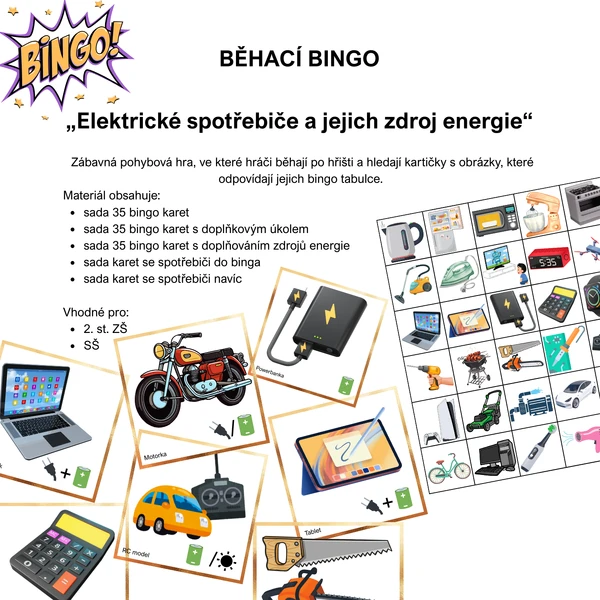 BĚHACÍ BINGO - „Elektrické spotřebiče a jejich zdroj energie“