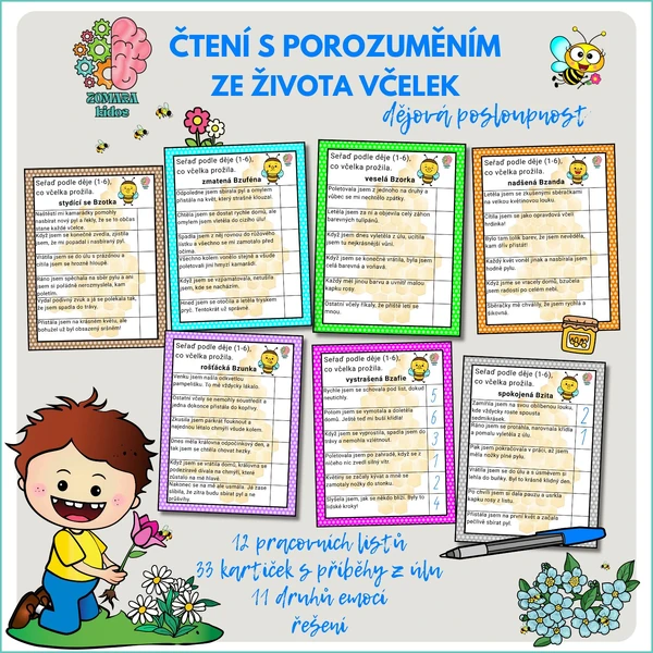 Čtení s porozuměním - Ze života včelek - dějová posloupnost