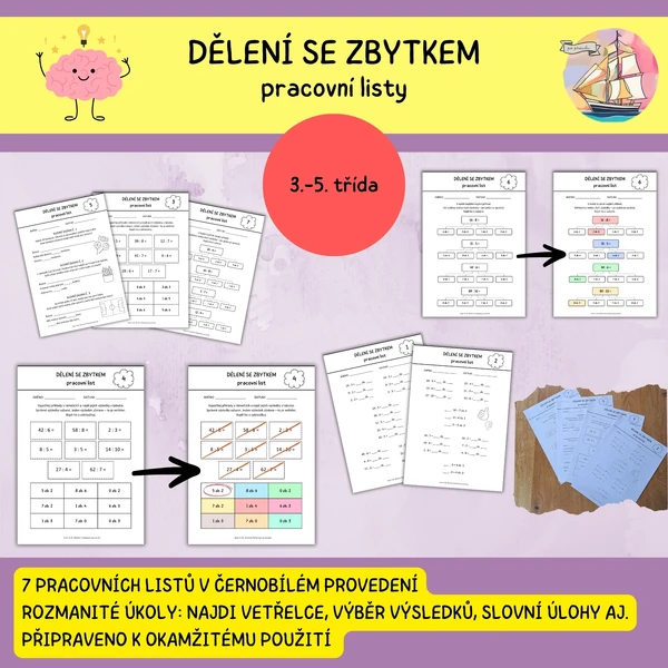 Dělení se zbytkem - pracovní listy