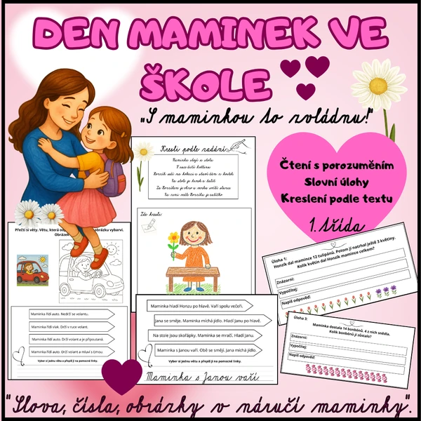 DEN MAMINEK VE ŠKOLE - pracovní listy - 1. třída, „S maminkou to zvládnu!“