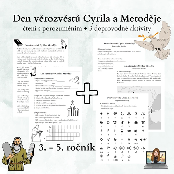 Den věrozvěstů Cyrila a Metoděje - čtení s porozuměním a další