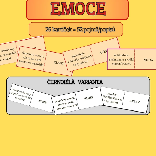 domino EMOCE - barevná i černobílá verze