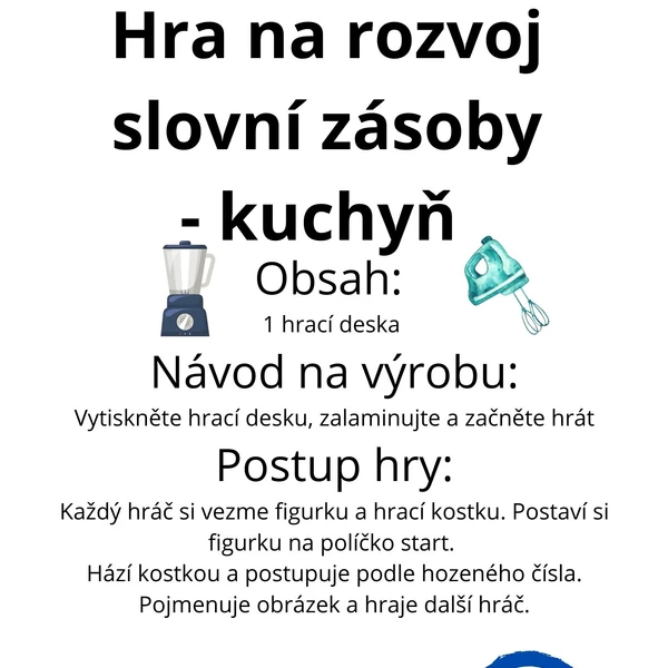 Hra na rozvoj slovní zásoby - kuchyň
