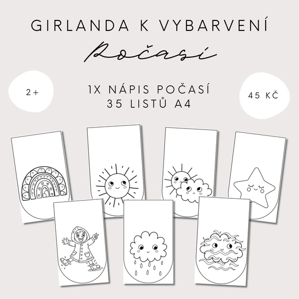 Girlanda k dokreslení - počasí