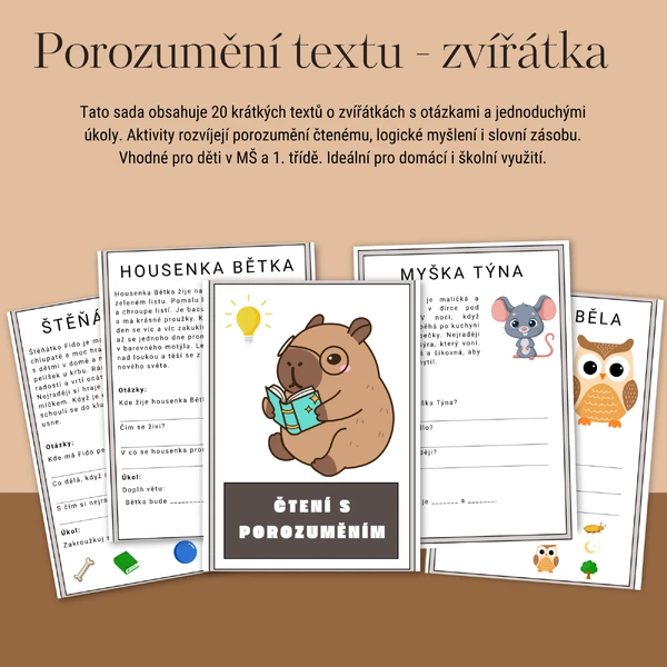 Porozumění textu - zvířátka 