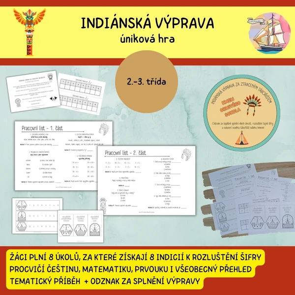 Indiánská výprava za ztraceným tábořištěm - úniková hra pro 2. třídu