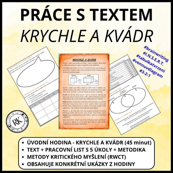 Krychle a kvádr - Práce s textem