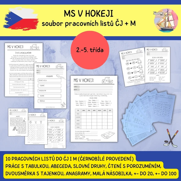MS v hokeji - soubor pracovních listů do ČJ i M