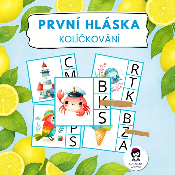Počáteční hlásky, určování první hlásky, první písmeno - kolíčkování | léto | prázdniny