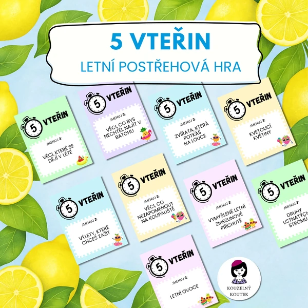 Postřehová hra 5 vteřin - léto, prázdniny, moře, dovolená