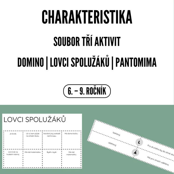 Charakteristika – soubor tří aktivit