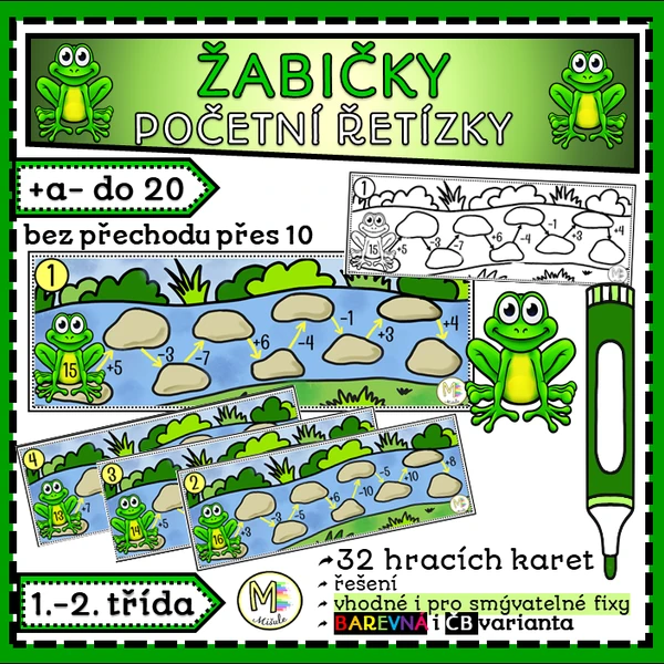 ŽABIČKY - POČETNÍ ŘETÍZKY (+ A - DO 20 BEZ PŘECHODU PŘES 10)