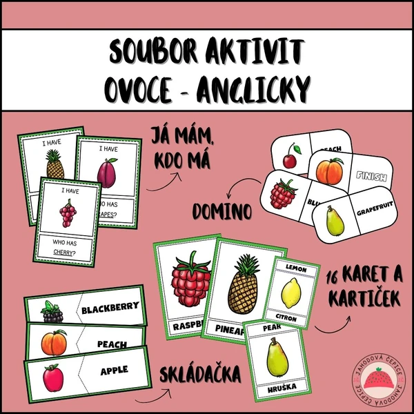 Soubor aktivit - ovoce - anglický jazyk