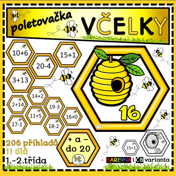 POLETOVAČKA-VČELKY- (+ A - DO 20 BEZ PŘECHODU PŘES ZÁKLAD 10)