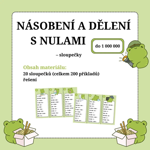 NÁSOBENÍ A DĚLENÍ S NULAMI do 1 000 000 - sloupečky