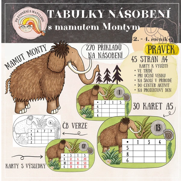 Tabulky násobení s mamutem Montym
