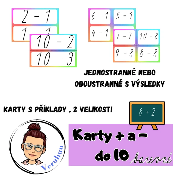 Karty + a - do 10 - barevné