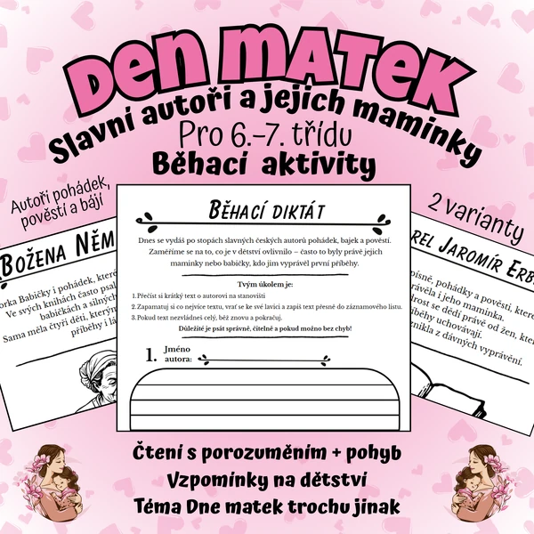 🏃‍♀️📚 Běhací diktát: Autoři pohádek, pověstí a bájí... a jejich maminky📚💗