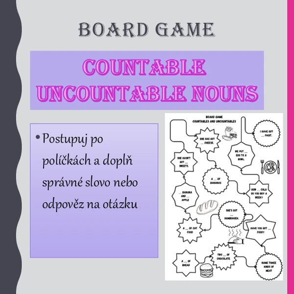 Board game - countable and uncountable nouns