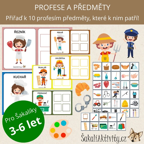  Profese a předměty - přiřazovací karty 