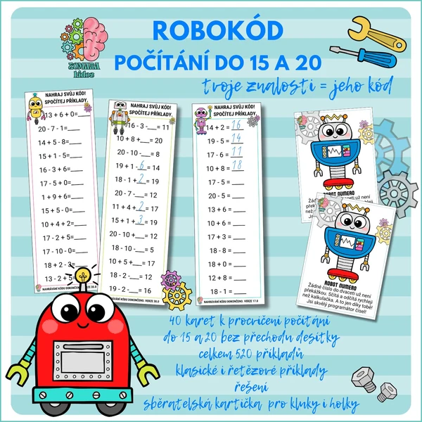 ROBOKÓD: počítání do 15 a 20 bez přechodu desítky 