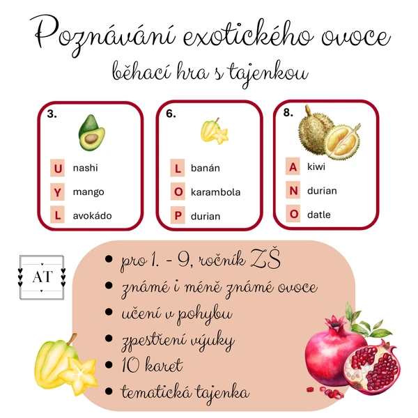 Exotické ovoce - běhací hra s tajenkou