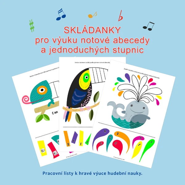 Skládanky pro výuku notové abecedy a jednoduchých stupnic
