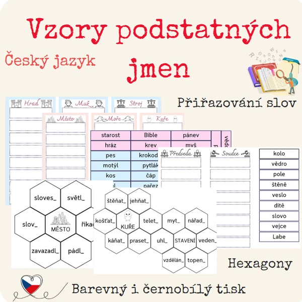 Vzory podstatných jmen - přiřazování 