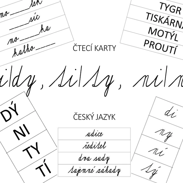 DI/DY, TI/TY, NI/NY - čtecí karty