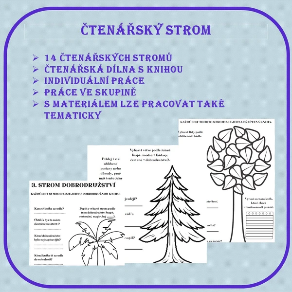 ČTENÁŘSKÝ STROM - práce s knihou - porovnání - kritické myšlení