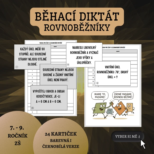 Běhací diktát - rovnoběžníky