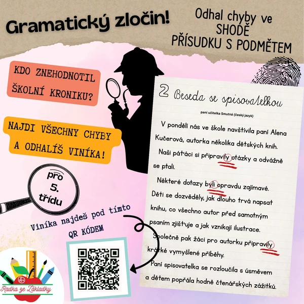 Gramatický zločin! Odhal chyby - shoda přísudku s podmětem