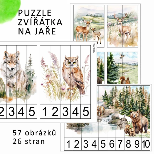 ZVÍŘÁTKA NA JAŘE - počítání a puzzle pro nejmenší