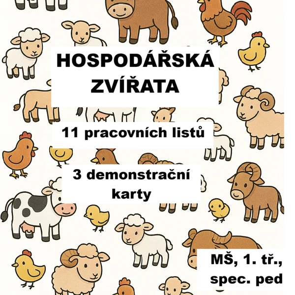 Zvířata na statku- úkoly a demonstrační karty