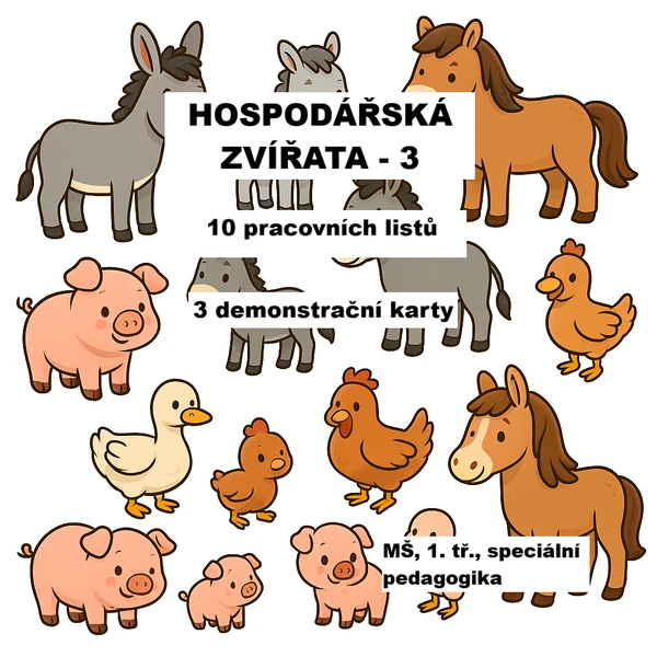 Zvířata na statku 3 - úkoly a demonstrační karty