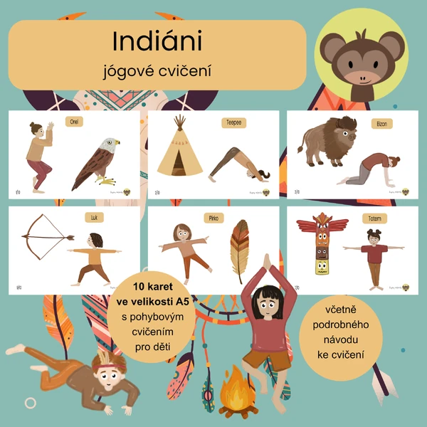 Indiáni - jógové kartičky 
