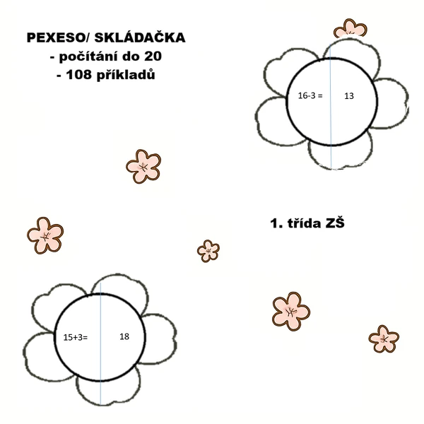Jarní počítání do 20 - pexeso a skládačka