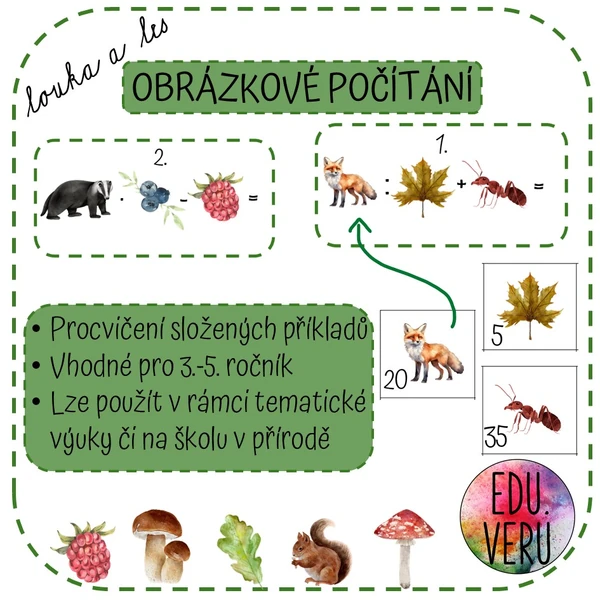 Obrázkové počítání - louka a les