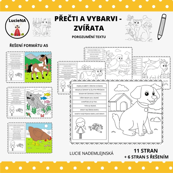 PŘEČTI A VYBARVI - ZVÍŘATA