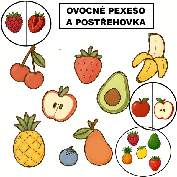OVOCE - pexeso/ skládání dvojic a postřehovka
