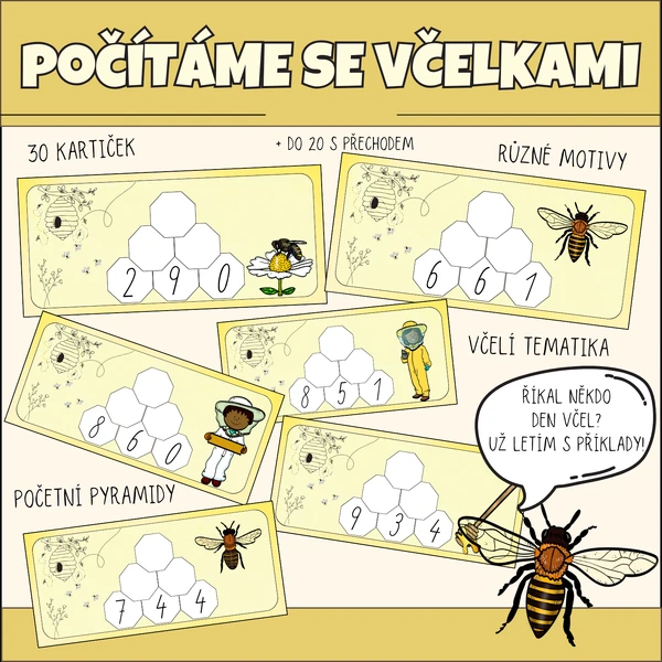 Početní pyramidy - sčítání do 20 s přechodem