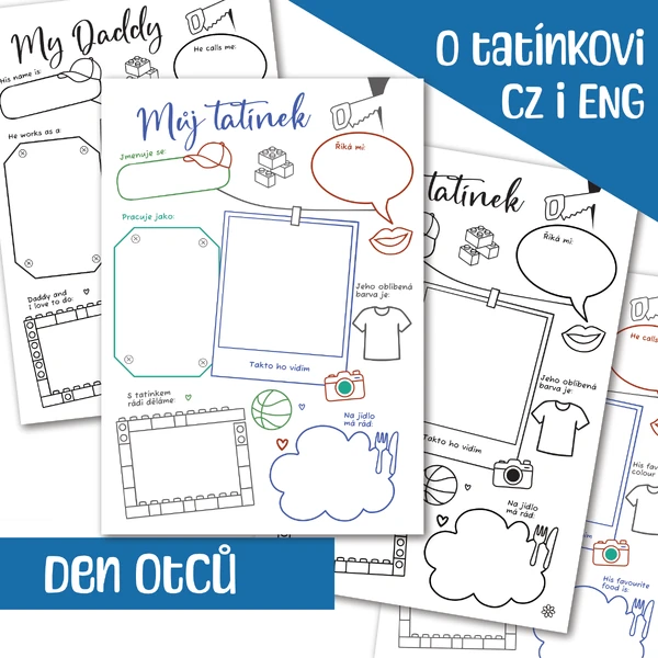 💙 Den otců: O tatínkovi pracovní list CZ a AJ
