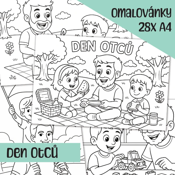 💙 Den otců: VELKÁ sada OMALOVÁNEK