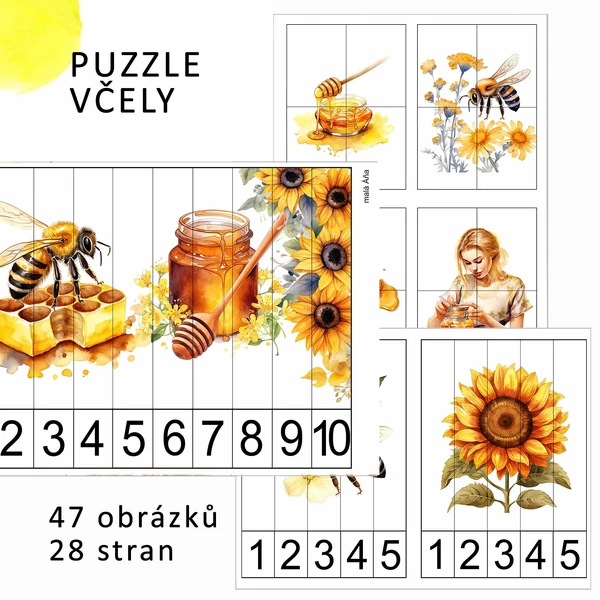VČELY - počítání a puzzle pro nejmenší