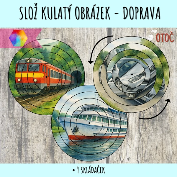Otočné puzzle - dopravní prostředky