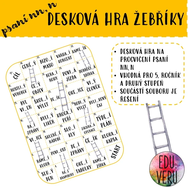 Desková hra žebříky - psaní nn, n