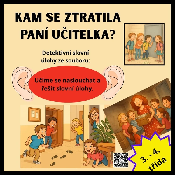 SLOVNÍ ÚLOHY - Kam se ztratila paní učitelka? - PŘÍPRAVA NA CELOU HODINU